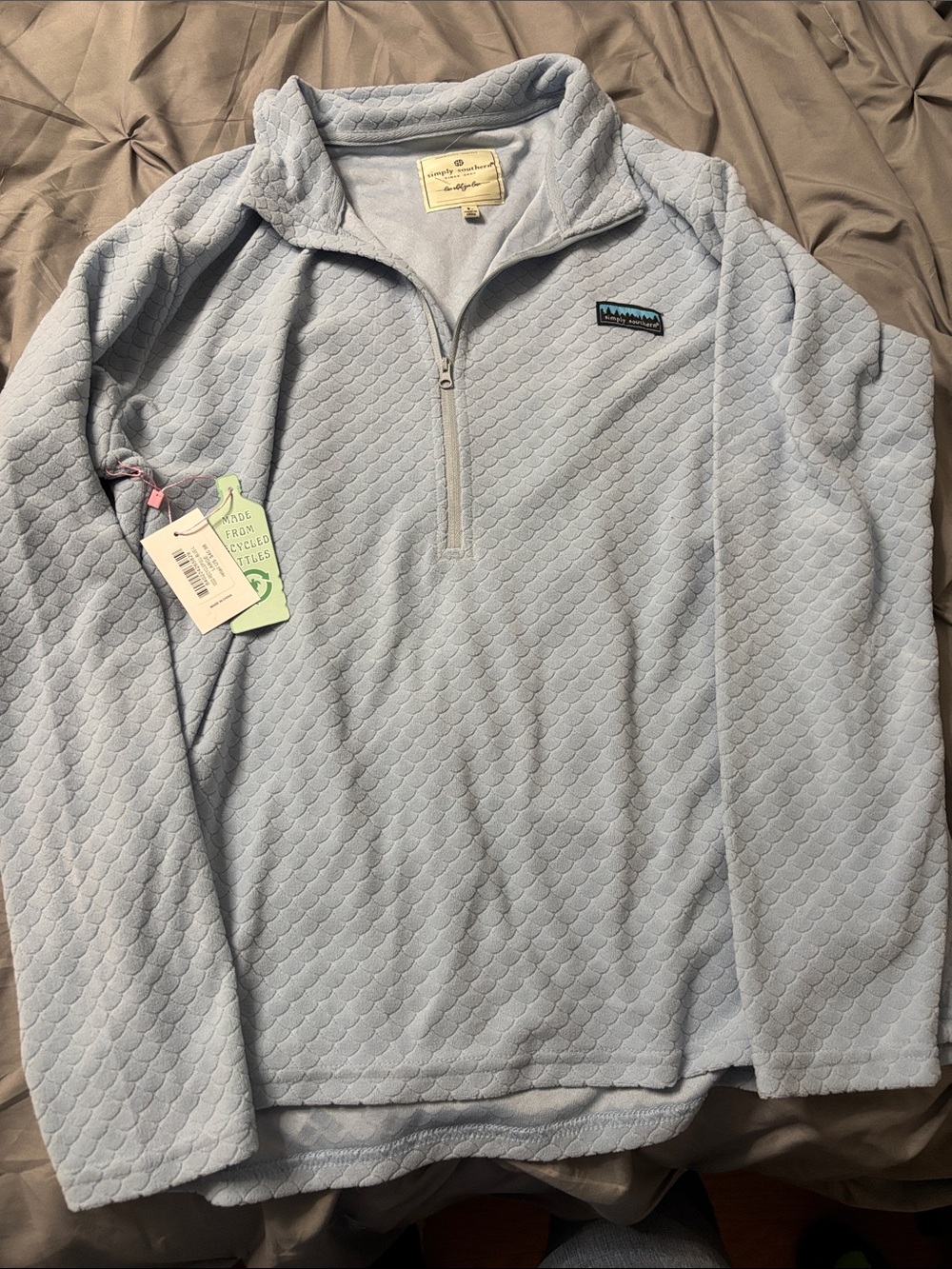 Simply Southern Light Blue Quilted Half-Zip Pullover